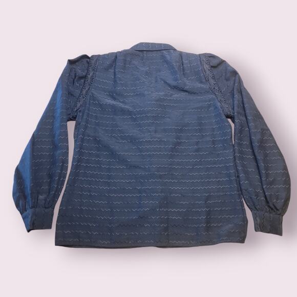 VTG Linea V Women’s Sz 8 Black Puff Sleeve Cottagecore Regency Romantic Blouse - Picture 2 of 7